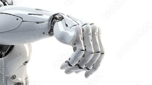 White cyborg robotic hand finger - 3D rendering isolated on free PNG background.
