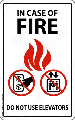In Case Of Fire Sign Do Not Use Elevators