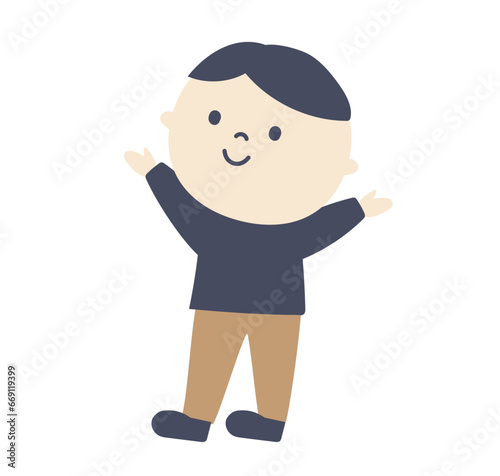 手を上げて喜ぶ男の子のイラスト