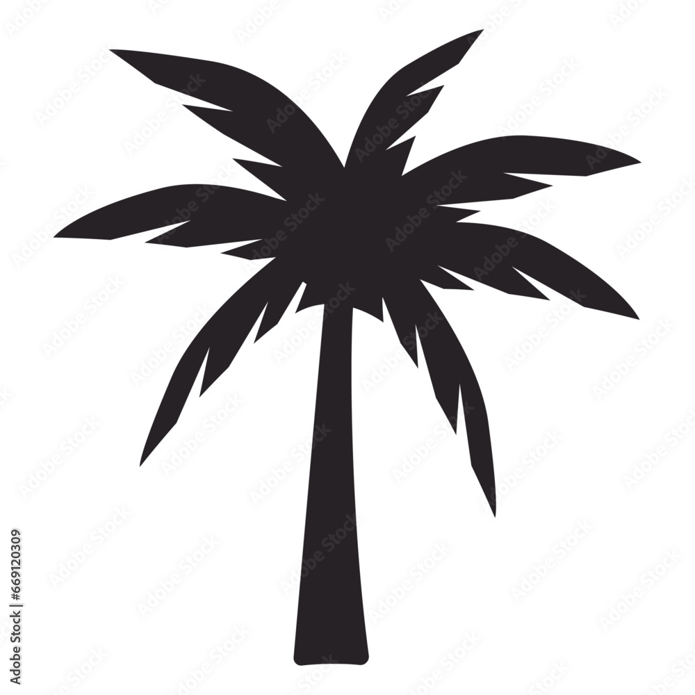 Silhouette of palm tree. Vector illustration