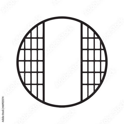 和風飾り窓　丸窓モノクロ