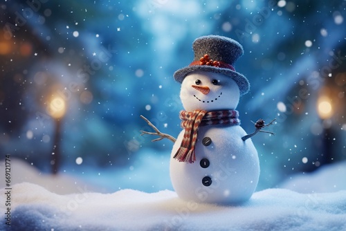 snowman background and copy space, generative ai © Nia™