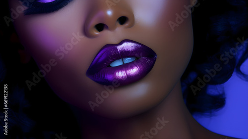 Dark-skinned woman with beautiful lipstick on her lips