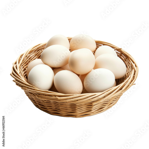 Mixed Eggs in Wicker Basket