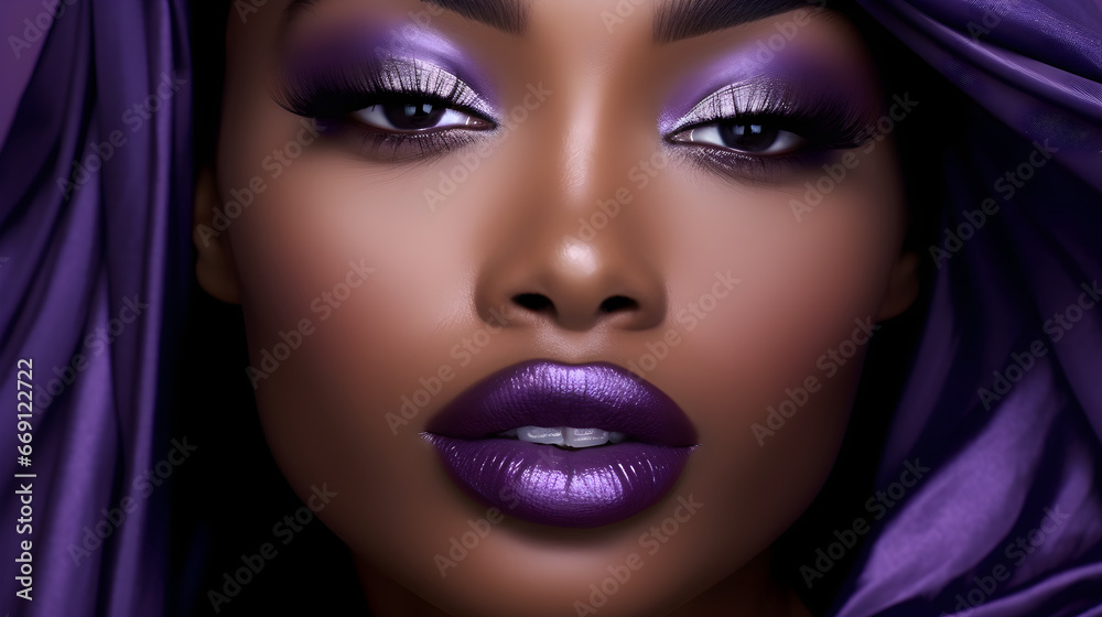 Dark-skinned woman with beautiful lipstick on her lips Dark-skinned woman with beautiful lipstick on her lips
