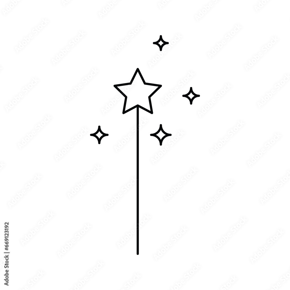 Magic wand outline icon. Fairy wand simple line vector icon. Symbol, flat illustration on white background..eps Magic wand outline icon. Fairy wand simple line vector icon. Symbol, flat illustration on white background..eps