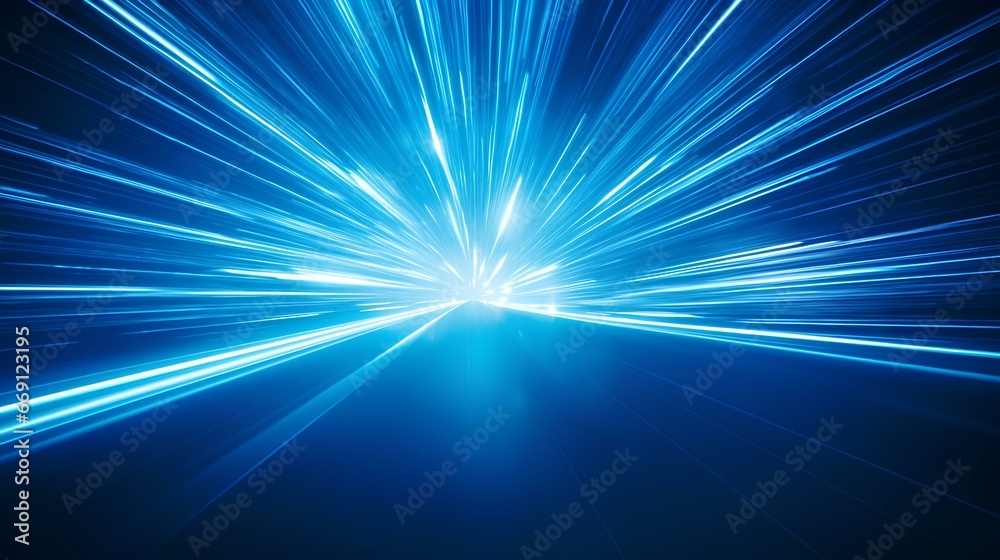 illuminating particle speed line abstract background, hyper detail design wallpaper, blue color banner. generative AI