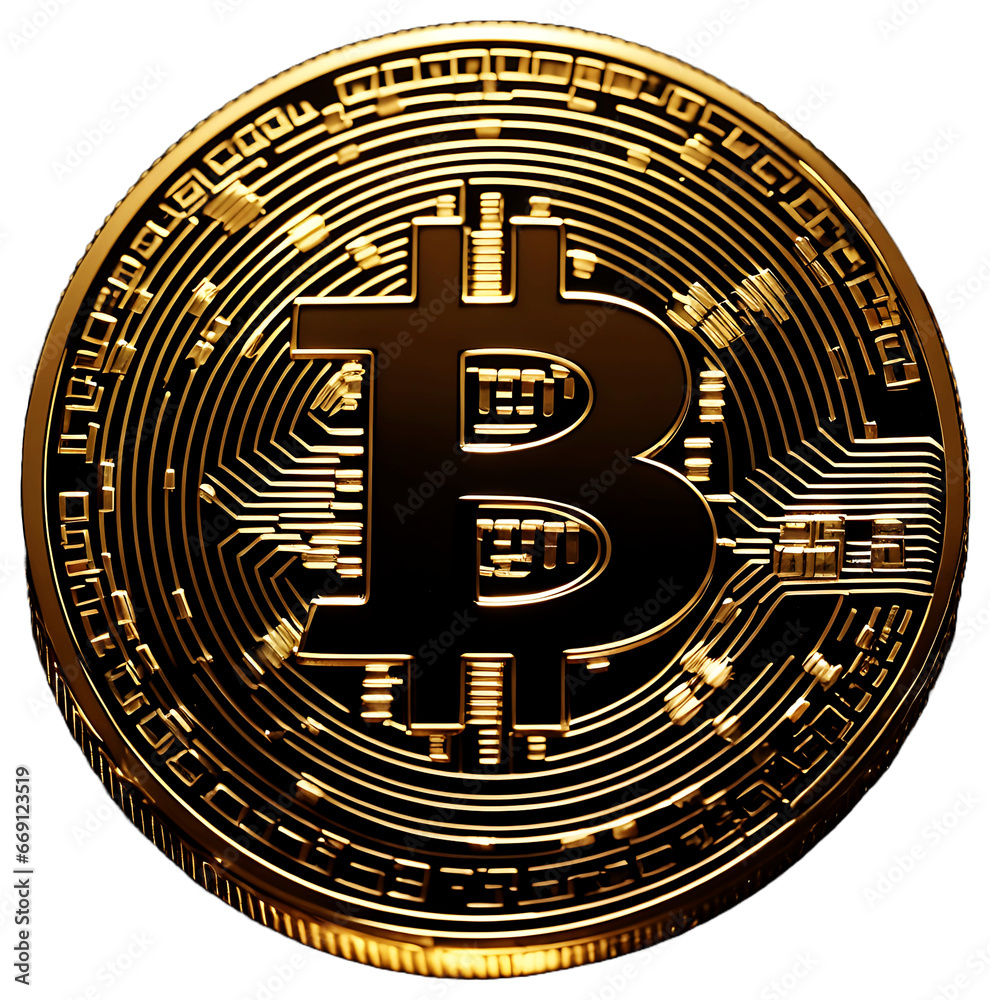 Golden cryptocurrency bitcoin on a transparent background ai generated