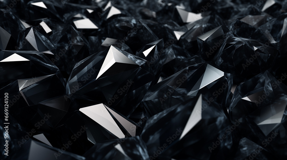 abstract black crystal background, faceted texture