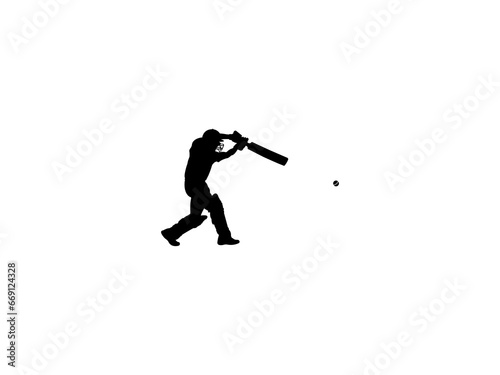 Cricket Player Silhouette isolated on white background
