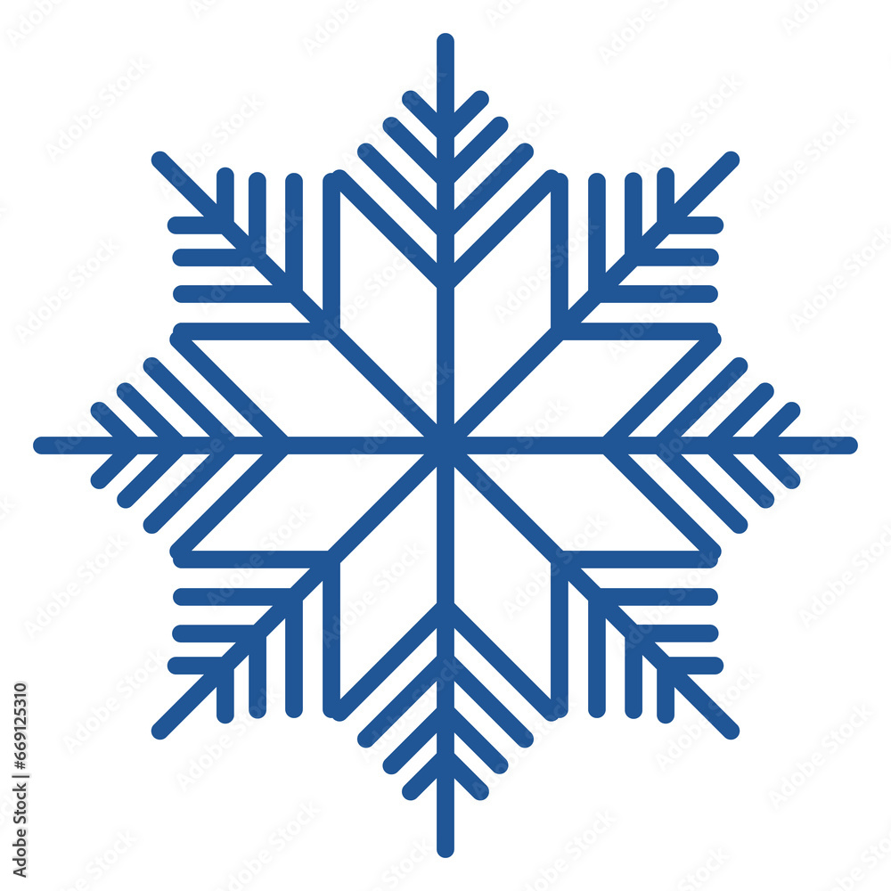 Blue frosty star. Decorative snowflake line icon Blue frosty star. Decorative snowflake line icon