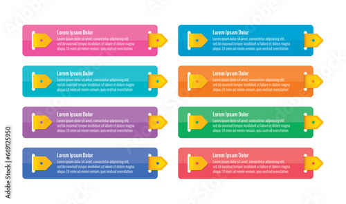 arrow banner templates. eight step colorful sticker. information templates
