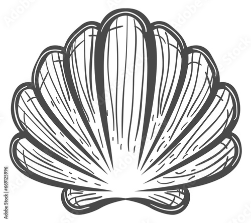 Clam shell black line icon. Marine symbol