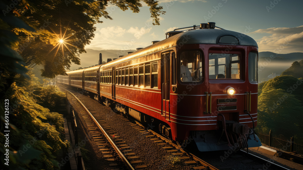 Fototapeta premium Train journeys picturesque nature and views , Mountain landscape