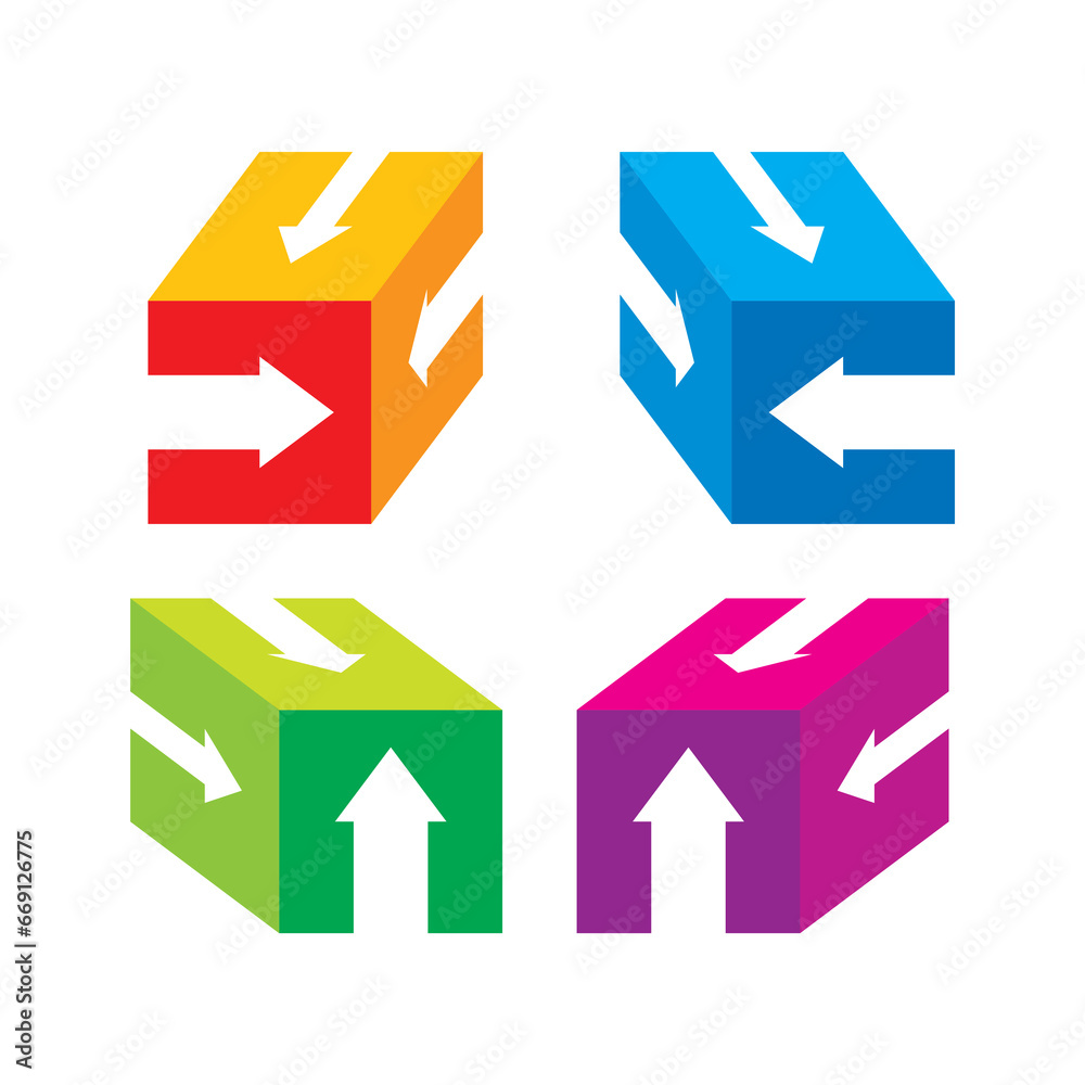 arrows on colorful boxes arrows on colorful boxes
