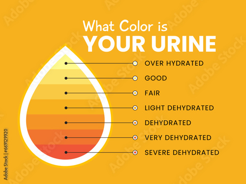 Infographic about Urine Color in Orange background.