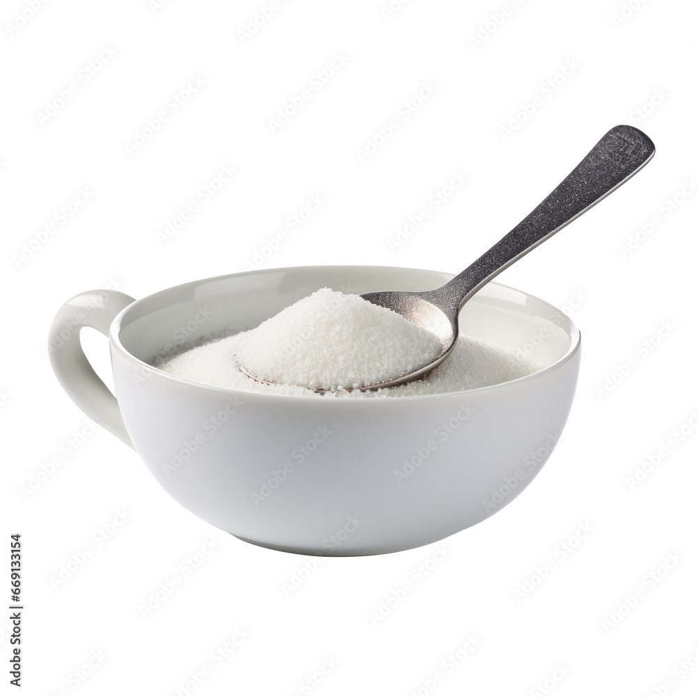 White Sugar in a Bowl with Spoon White Sugar in a Bowl with Spoon