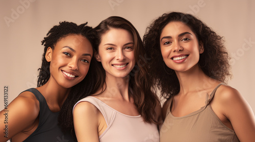 portrait of a multicultural group of young women at a shooting