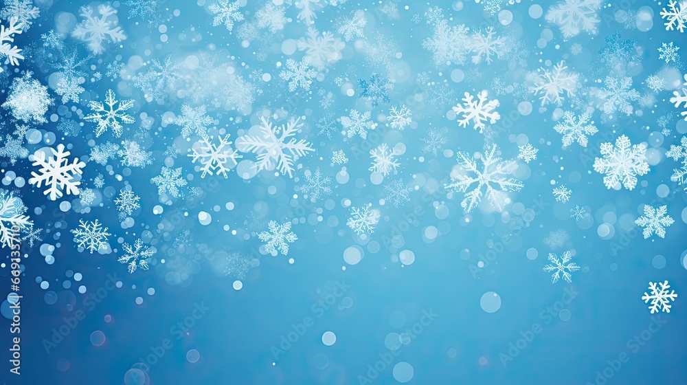 Fairytale blue background with snowflakes.