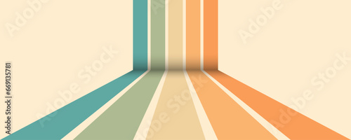 Abstract background of rainbow groovy Wavy Lines design in 1970s Hippie Retro style. Vector pattern ready to use for cloth, textile, wrap and other.