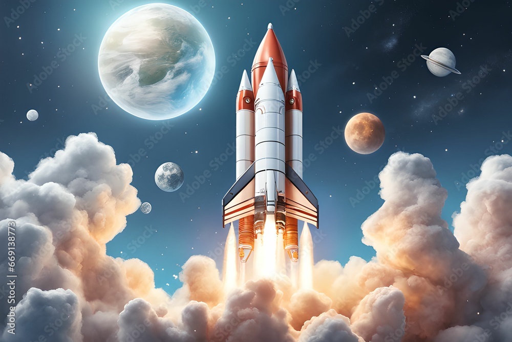 Fototapeta premium 3D Rocket in space