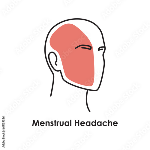 Menstrual headache color icon. Vector isolated illustration