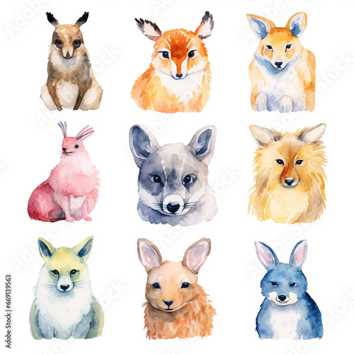 collection of animals, Watercolor Animal Printable Cliparts Set