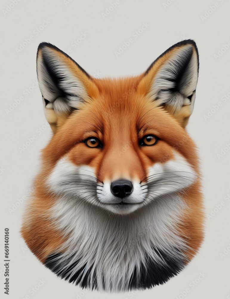 Fox Head. Gray background. Generative AI