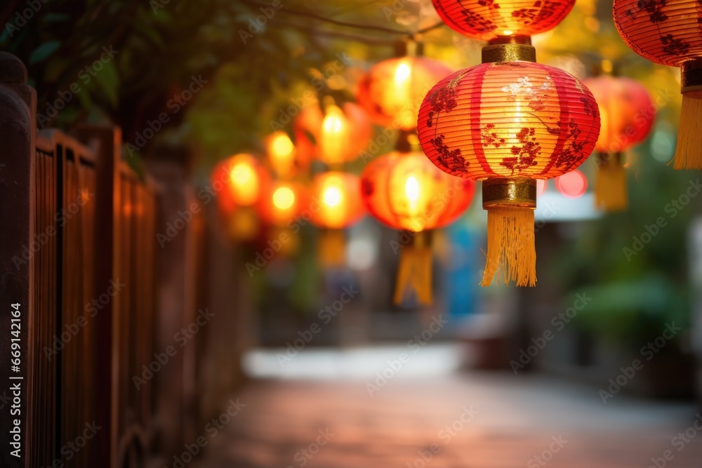 Hanging chinese lanterns over the street Hanging chinese lanterns over the street