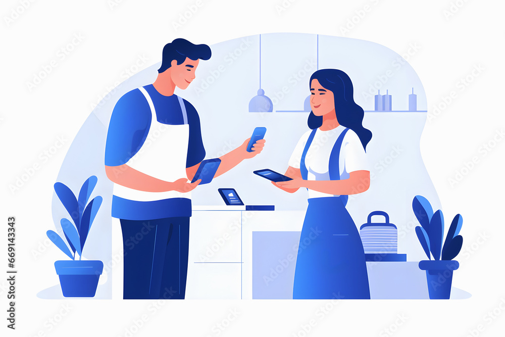 E-Banking for small local business. Mobile contactless payment concept. E-Banking for small local business. Mobile contactless payment concept.