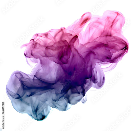 Pink and Blue mixed paint cloud in water isolated transparent - Generative AI