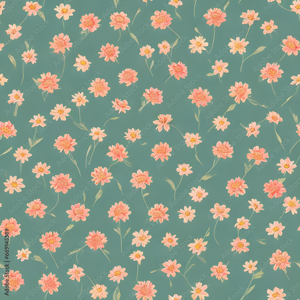 texture of vintage, classic, retro floral or flower pattern, print and wale of fabric in seamless Repeating beautiful floral pattern

