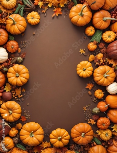 pumpkin on a wooden background with empty space created with Generative AI technology