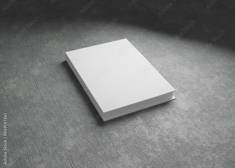 Hardcover Book Mockup with Concrete Background Hardcover Book Mockup with Concrete Background