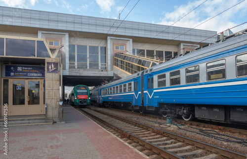 Trains at the Minsk-Passenger railway station