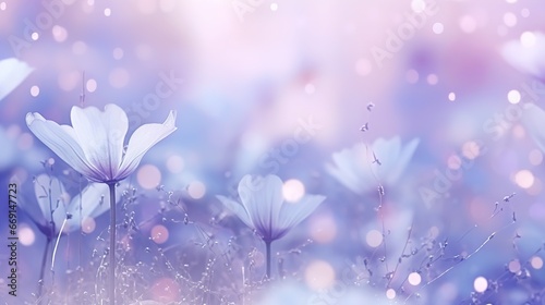 Purple winter background with  snow and ice crystals glittering. Ai generative