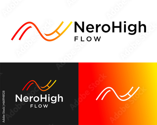 Letter NH monogram flow logo design. photo