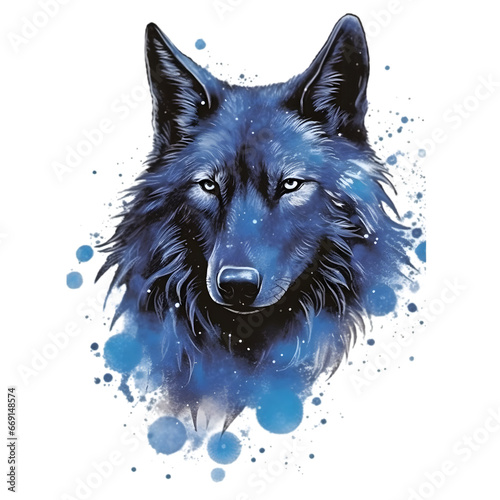 Mystery wolf watercolor design
