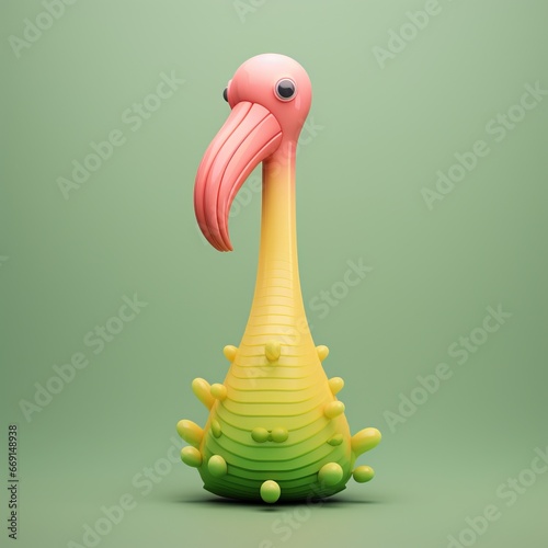 Vibrant Toy Bird with Water Drops in Pop Surrealism Style photo