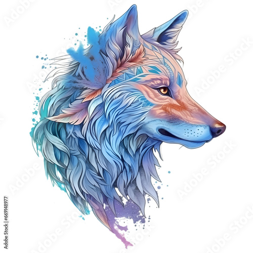 Mystery wolf watercolor design