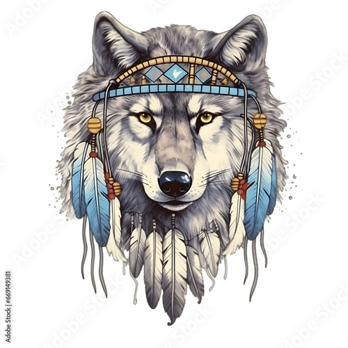 Mystery wolf watercolor design