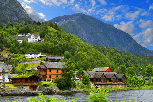 The Eidfjord is the easternmost arm of the Hardangerfjord in the Fylke Vestland in Norway. The Eidfjord is a foothill to the east of the city of Bergen.  photo