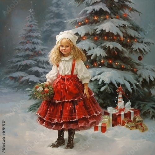 girl in santa claus clothes