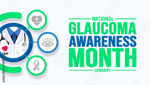 January is Glaucoma Awareness Month background template. Holiday concept. background, banner, placard, card, and poster design template with text inscription and standard color. vector illustration.