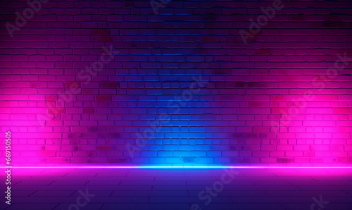 brick background with neon light