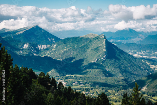 View on the mountains of Vercors from the Vallon de Combeau nature reserve in the south of France (Drome)