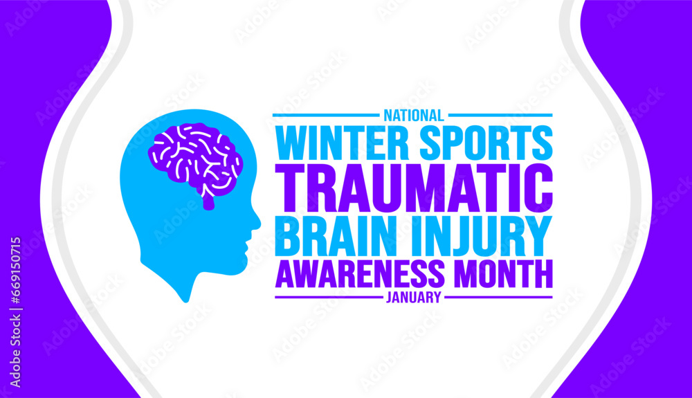January is National Winter Sports Traumatic Brain Injury Awareness Month background template. Holiday concept. background, banner, placard, card, and poster design template with text inscription.