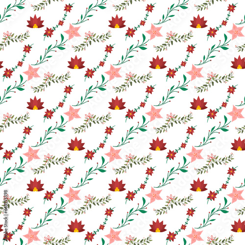 Free vector hand drawn pressed flowers pattern .