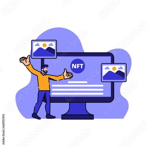 NFT Art Business Vector Illustration