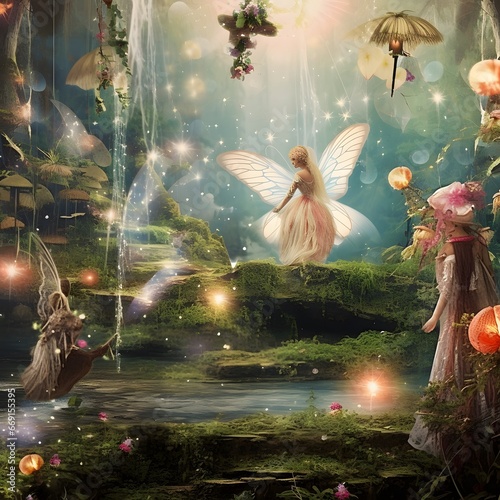 Watercolor mystical fairy background